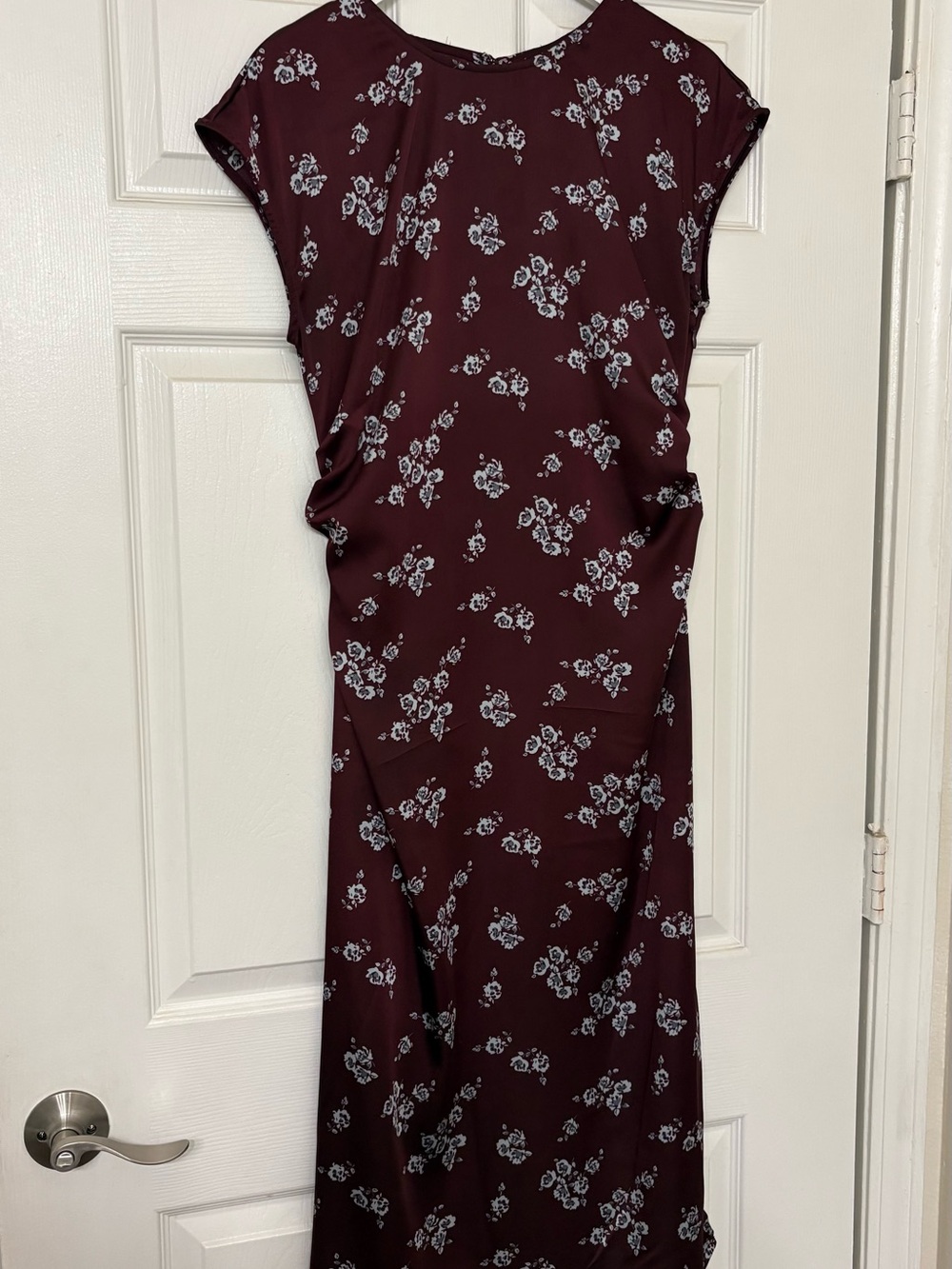 Burgundy Floral Cap-Sleeve Maxi Dress - NEW